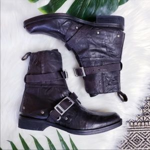 Free People Outsiders Moto Combat Boot black brown